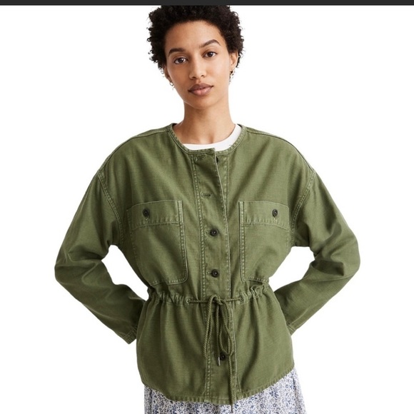 MADEWELL Claremont Drawstring Jacket. Size Medium. Style Al889. Military. Small. - Picture 1 of 11